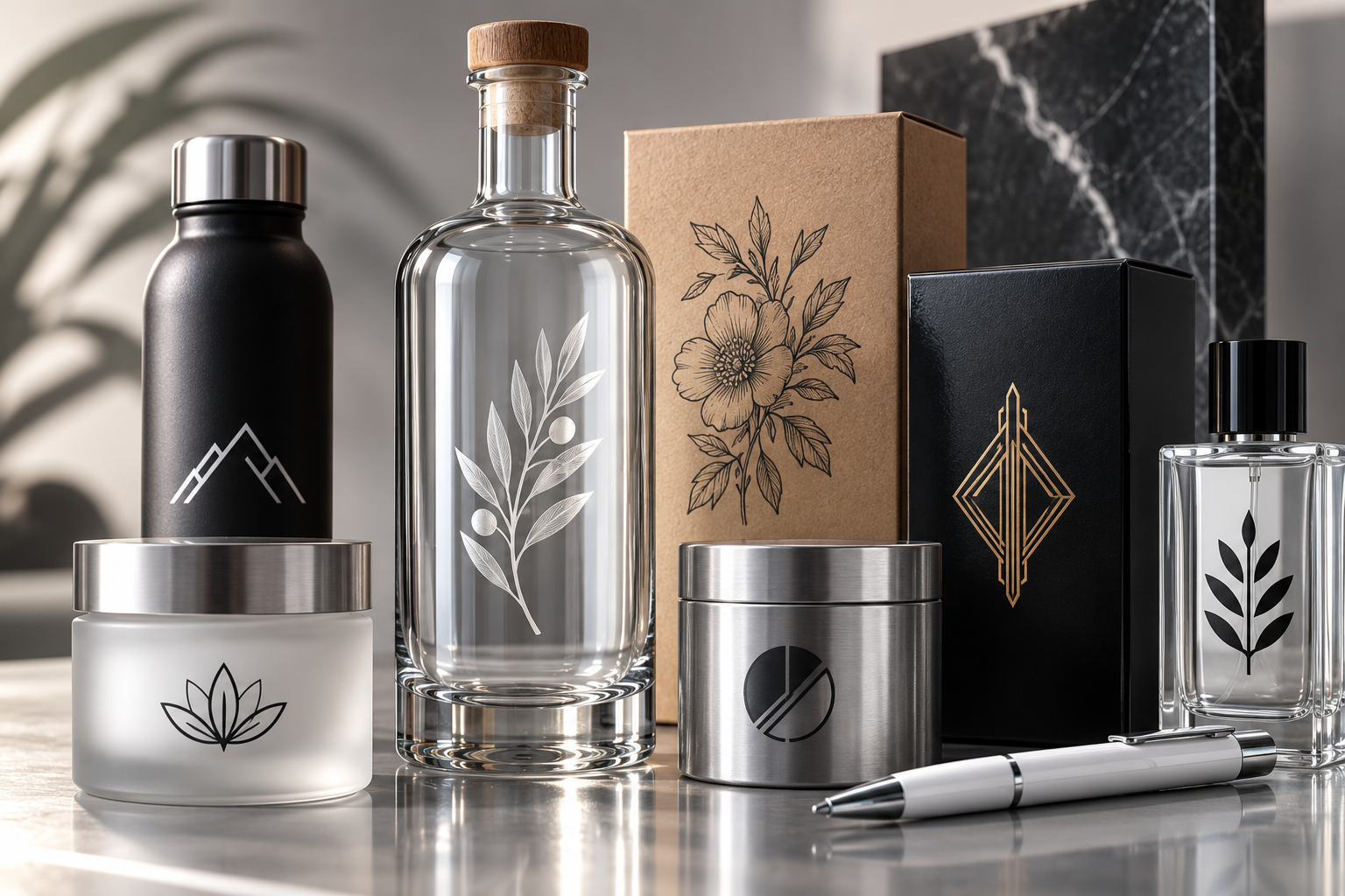 Sérigraphie monochrome sur objet et produit Sérigraphie monochrome sur objets en verre, métal et packaging